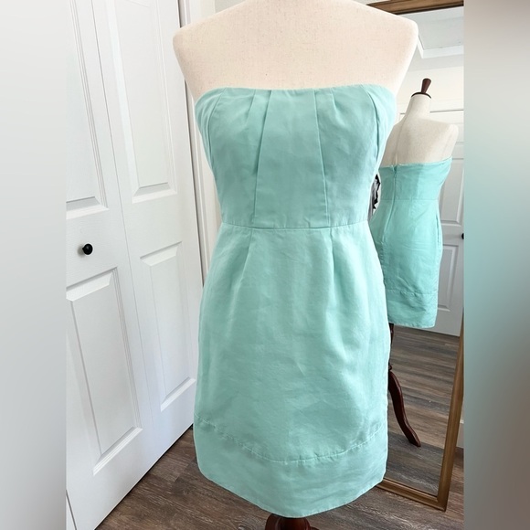 J Crew teal strapless dress SMALL - Picture 2 of 4